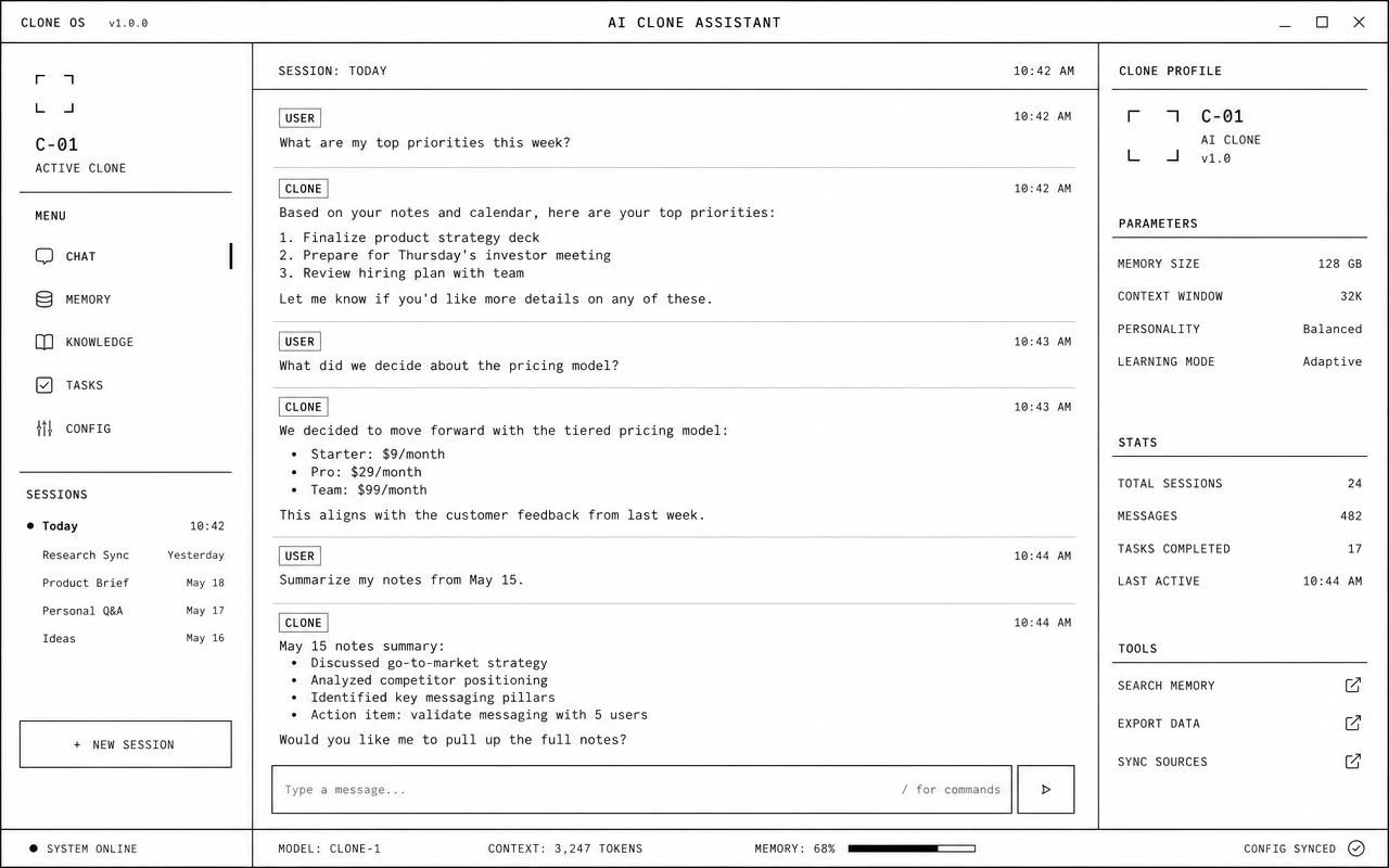 The MCP clone answering questions in a chat interface